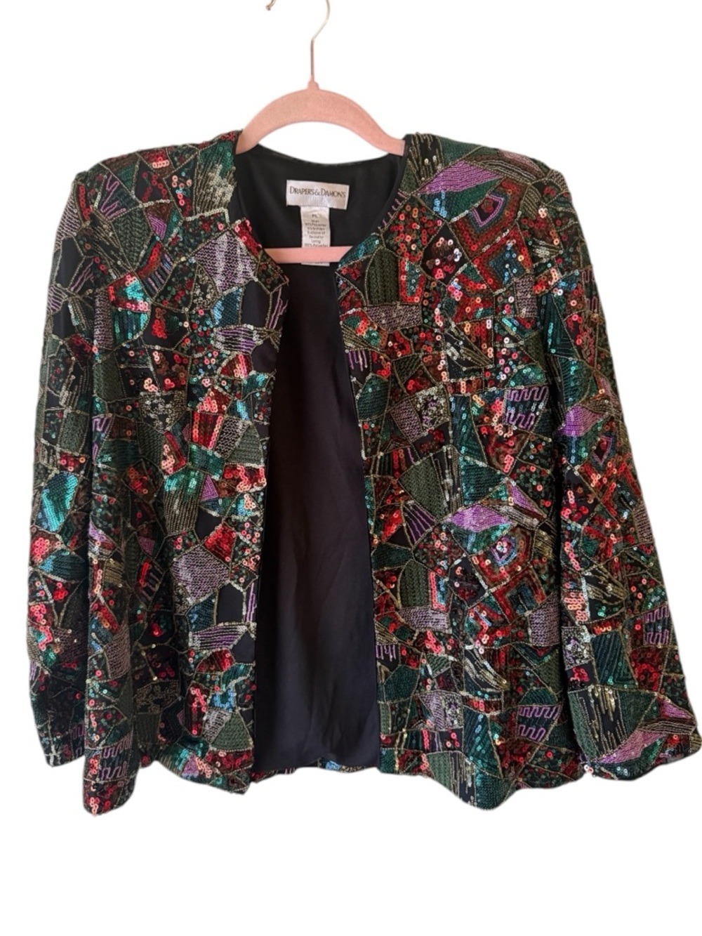 Drapers & Damon’s Vintage Sequin Open-Front Blazer - Black Multi